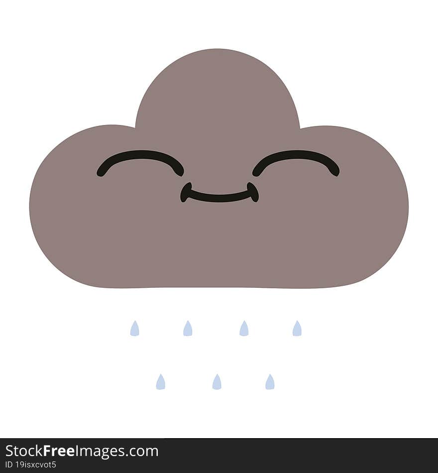 flat color retro cartoon storm rain cloud