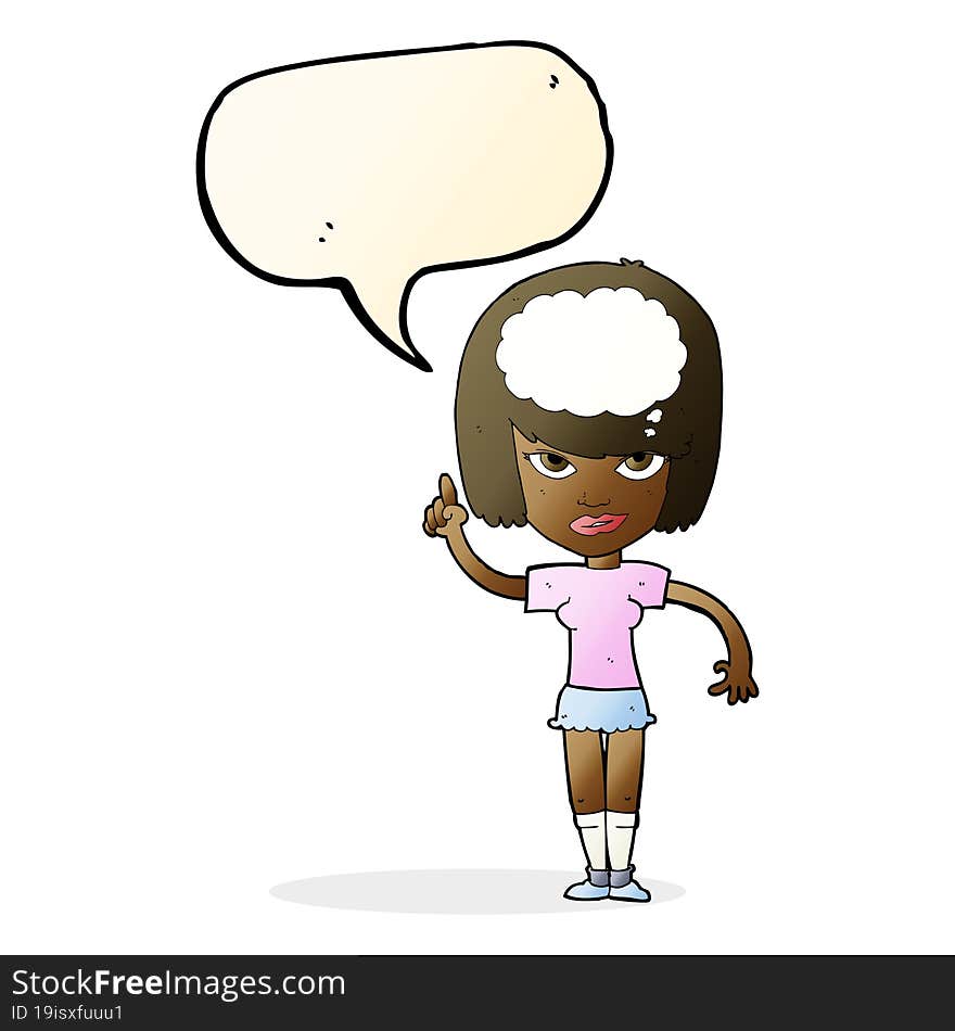 cartoon woman with idea with speech bubble