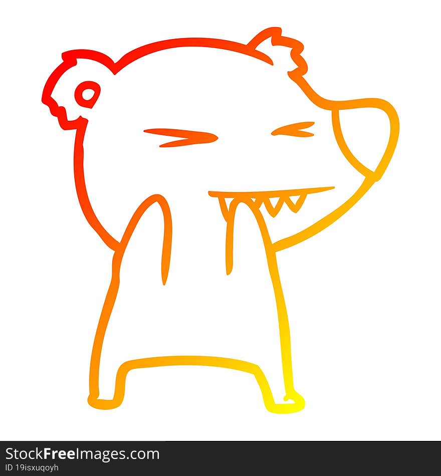 Warm Gradient Line Drawing Angry Bear Cartoon