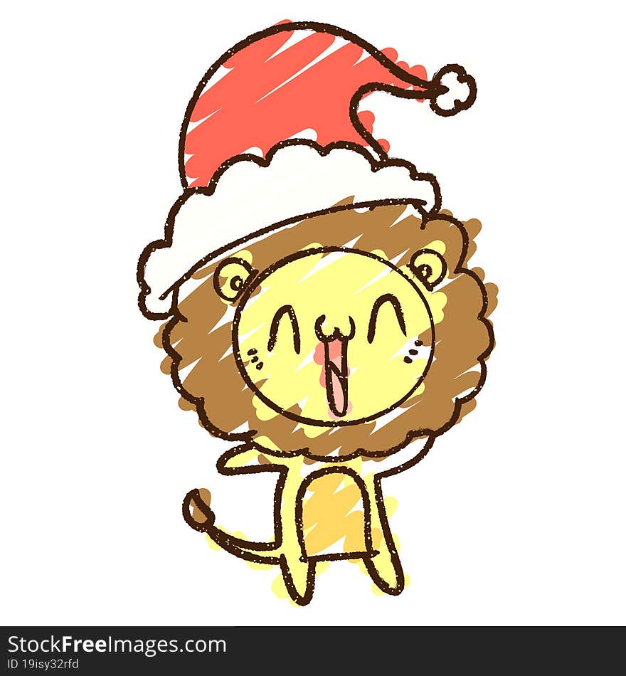 Christmas Lion Chalk Drawing