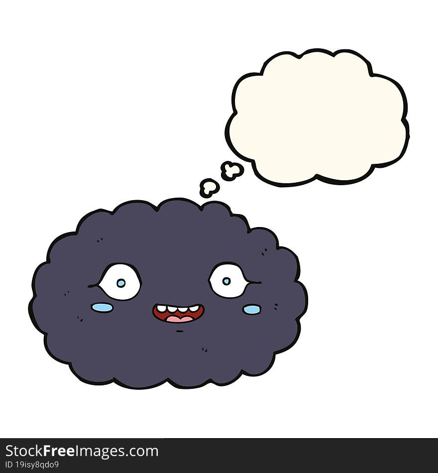 Happy Cartoon Cloud With Thought Bubble