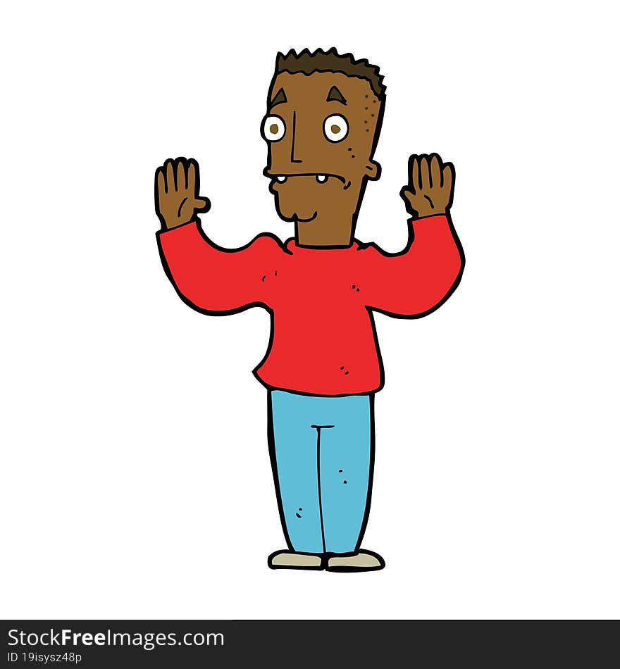 cartoon man surrendering