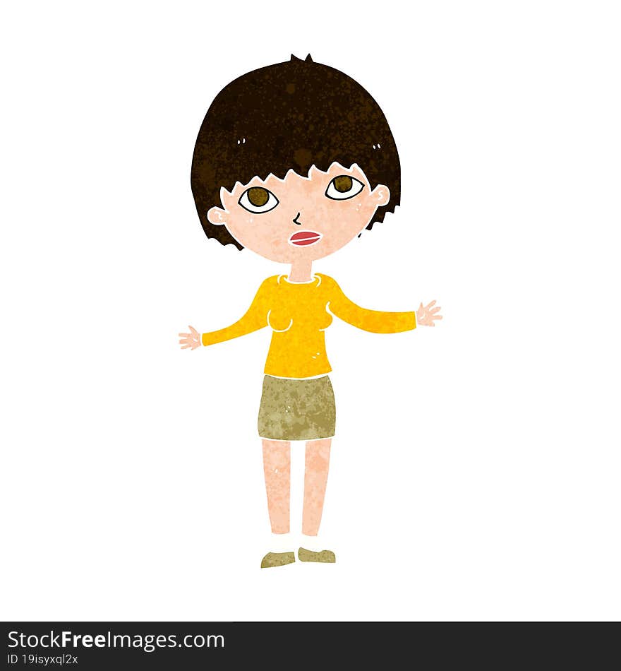 cartoon woman shrugging