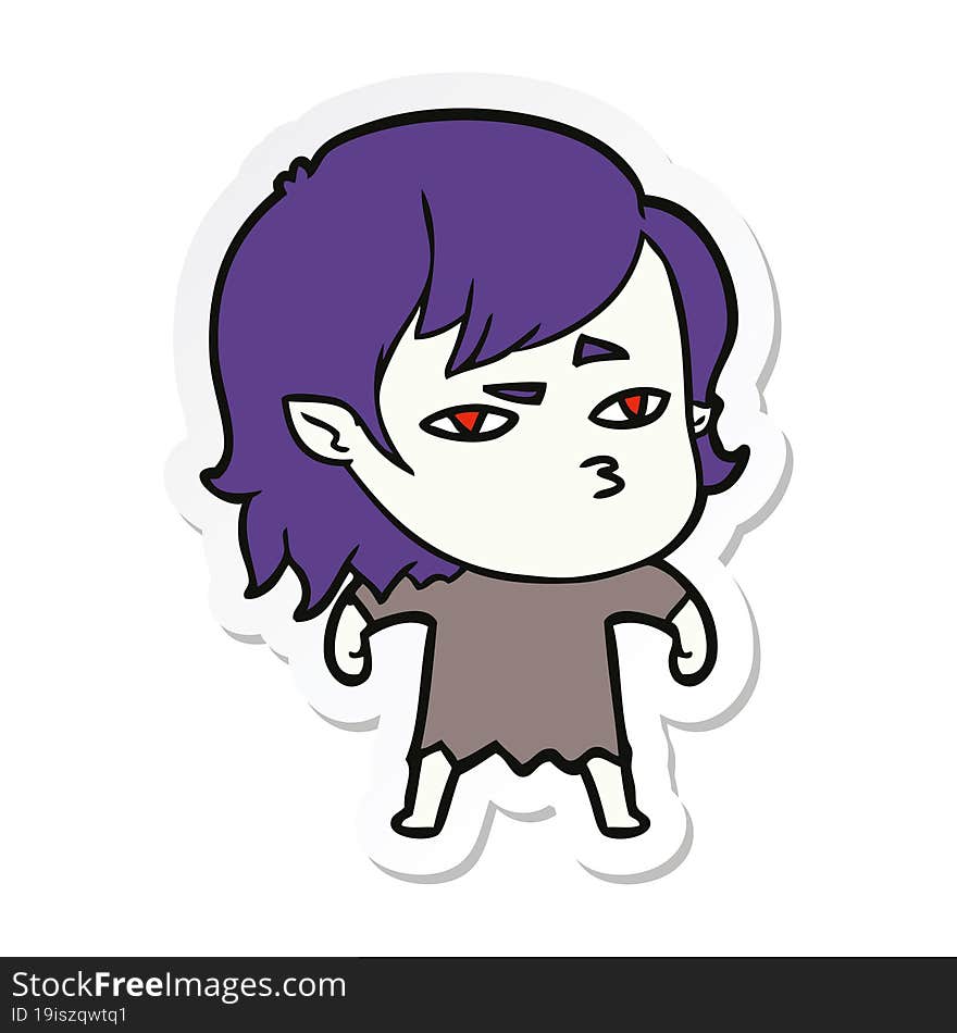 Sticker Of A Cartoon Vampire Girl