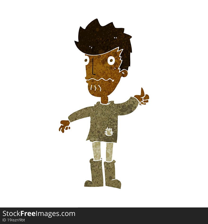 cartoon nervous man giving thumbs up symbol. cartoon nervous man giving thumbs up symbol