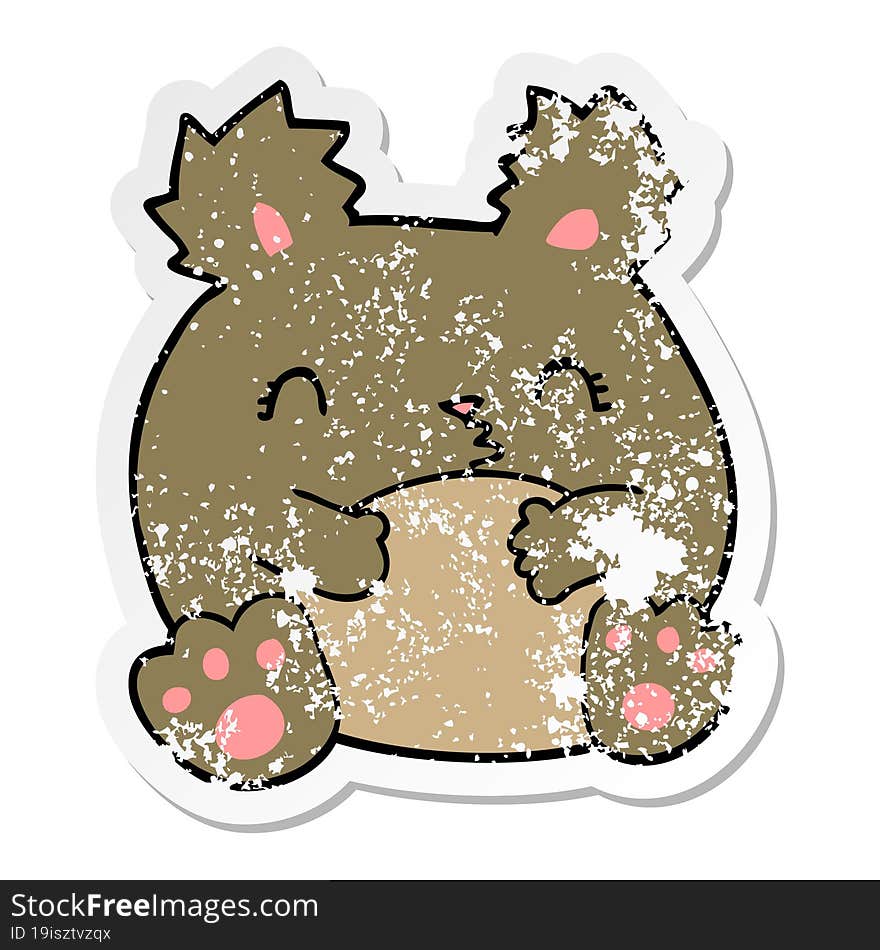 Distressed Sticker Of A Cartoon Bear