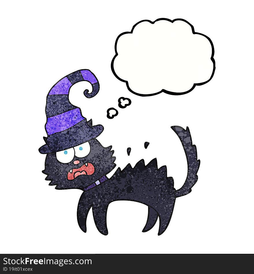 thought bubble textured cartoon scared black cat