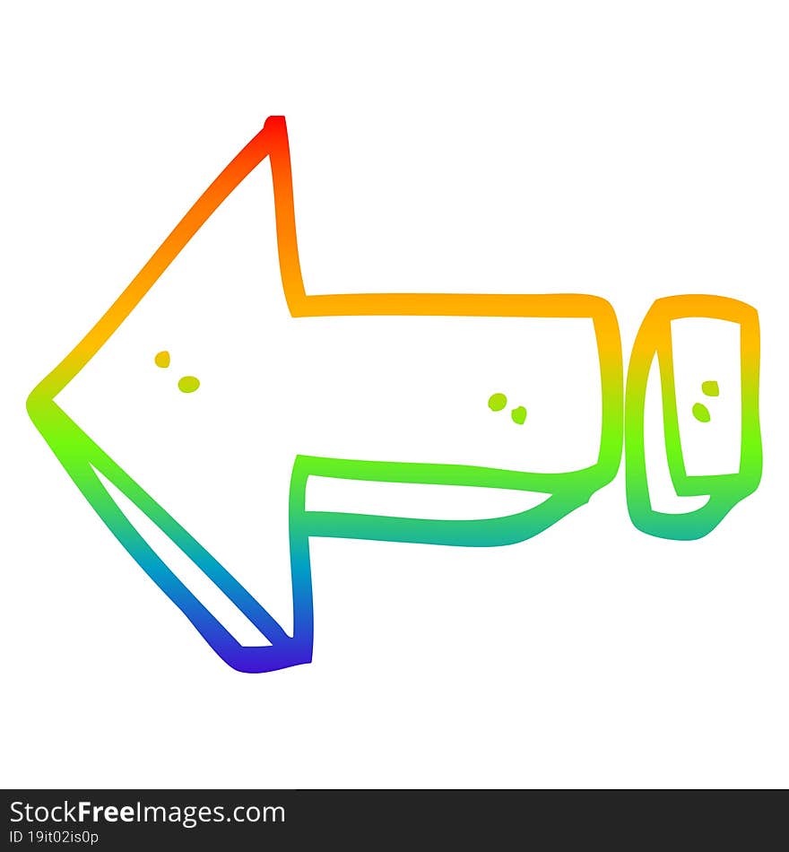 rainbow gradient line drawing cartoon arrow pointing direction