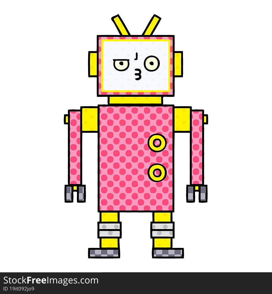 Comic Book Style Cartoon Robot