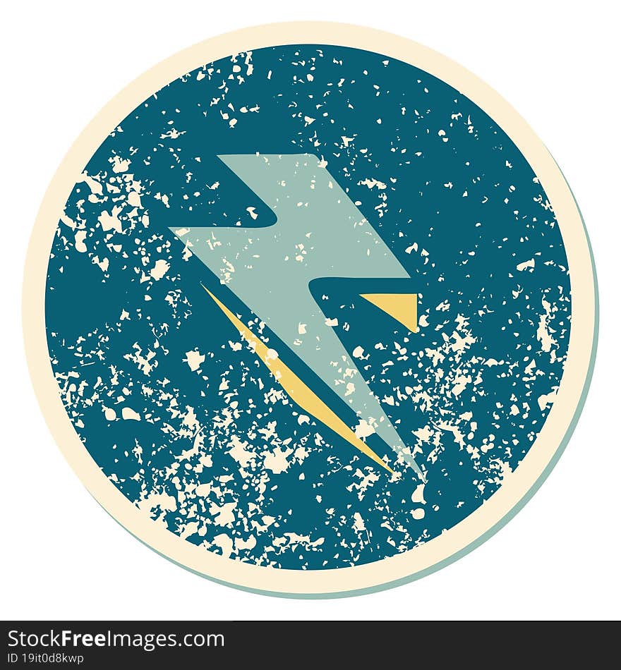 distressed sticker tattoo style icon of lightning  bolt