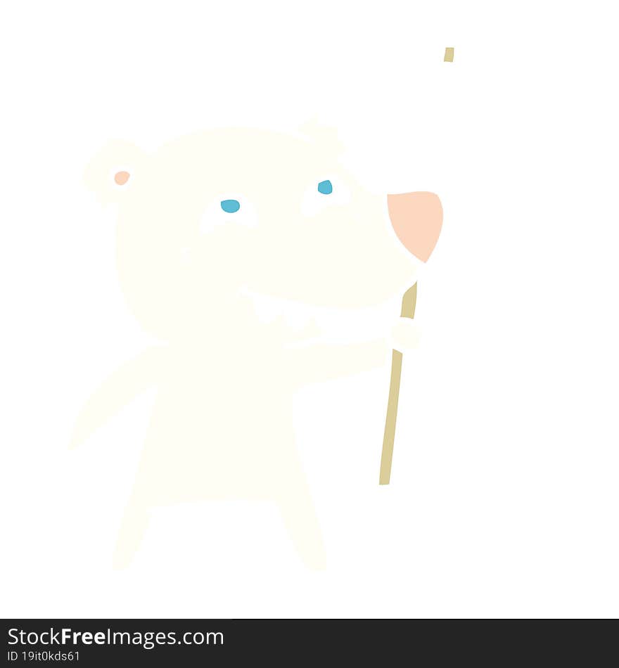 flat color style cartoon polar bear showing teeth