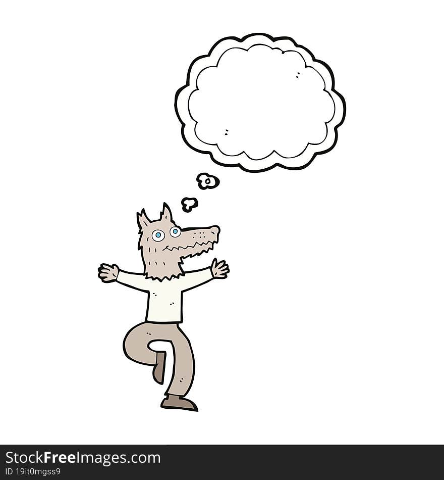 Cartoon Wolf Man With Thought Bubble