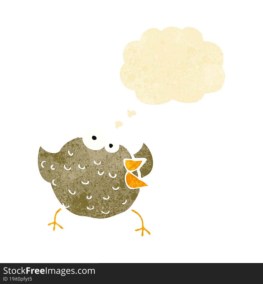 Cartoon Happy Bird With Thought Bubble