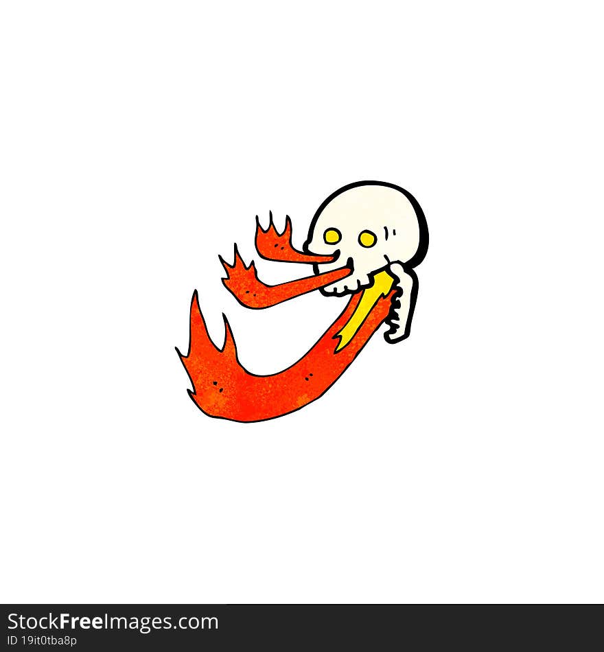 cartoon fire breathing skull