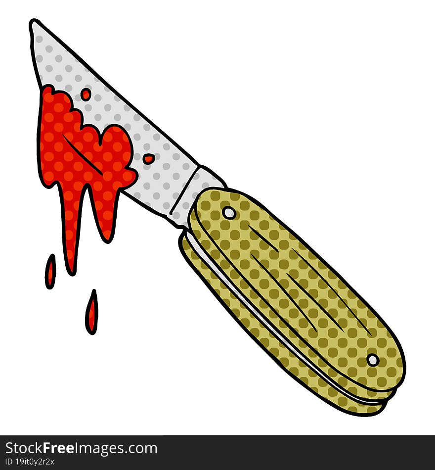 cartoon bloody knife. cartoon bloody knife