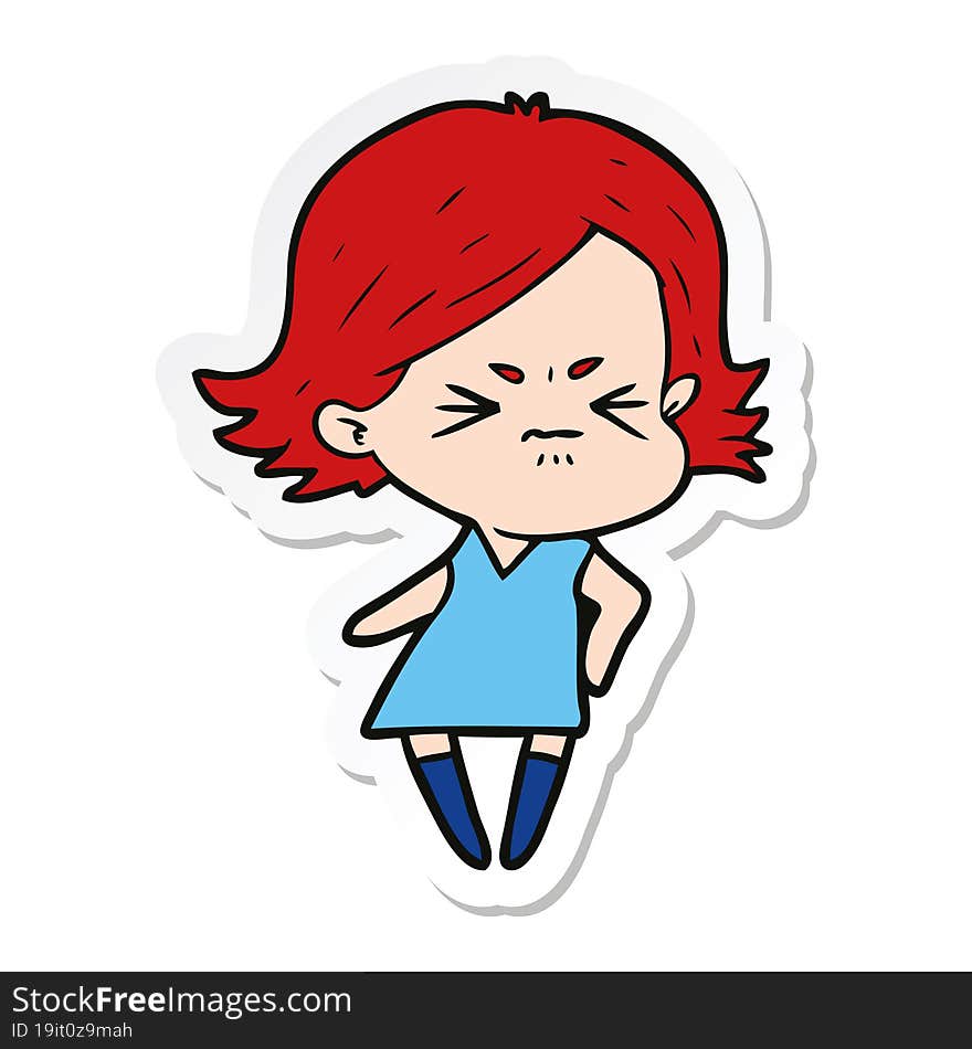 sticker of a cartoon angry woman