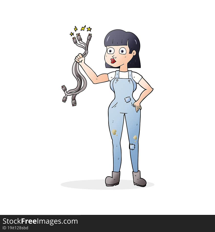 Cartoon Female Electrician