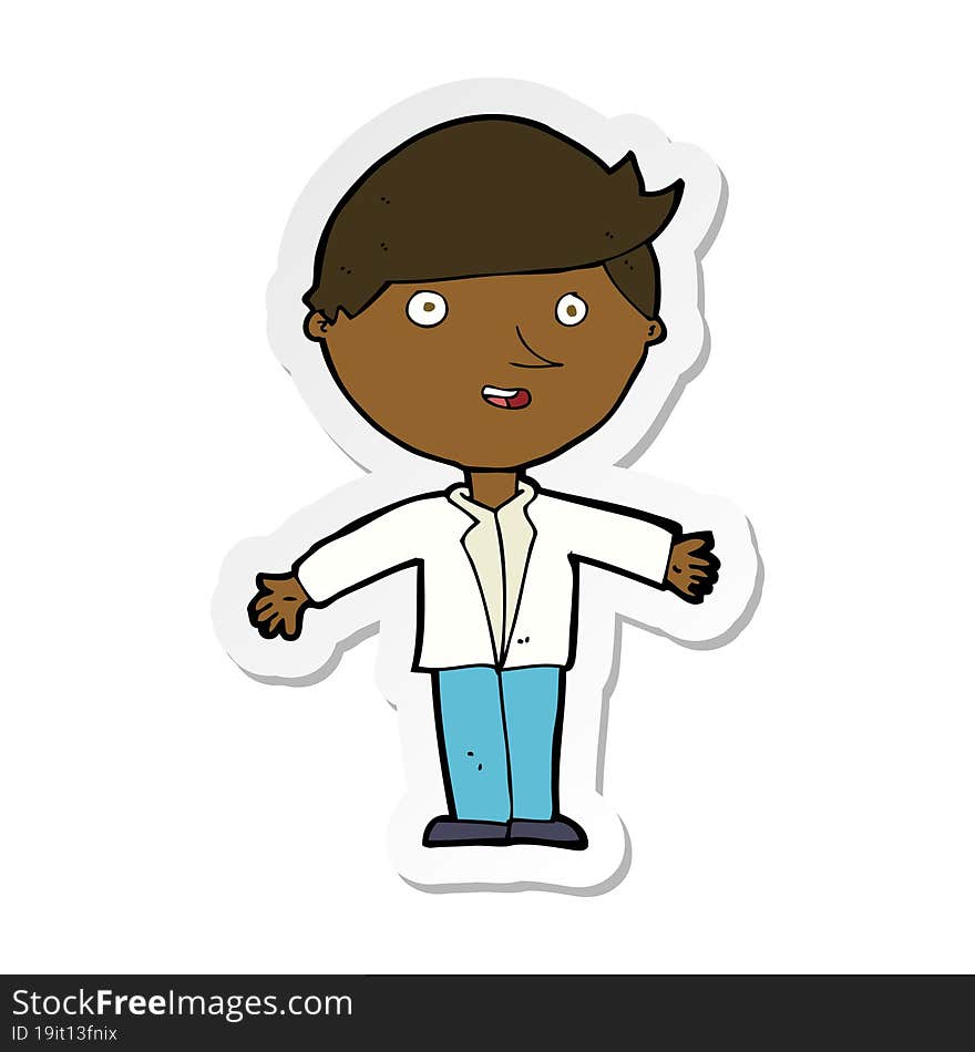 sticker of a cartoon man in casual jacket