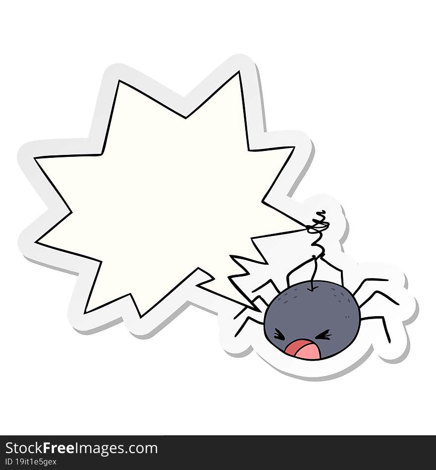 Cartoon Halloween Spider And Speech Bubble Sticker