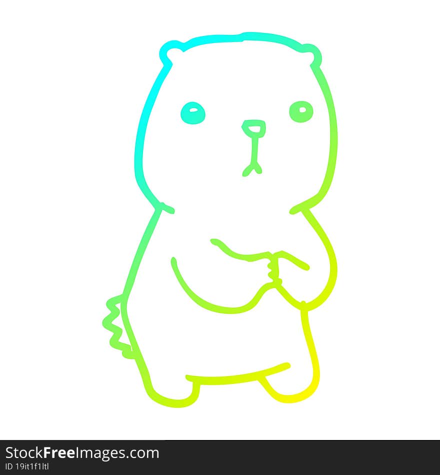 Cold Gradient Line Drawing Cartoon Worried Bear