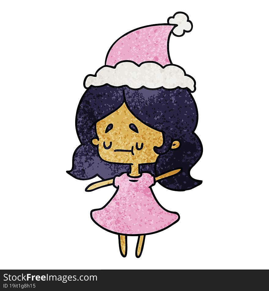 christmas textured cartoon of kawaii girl