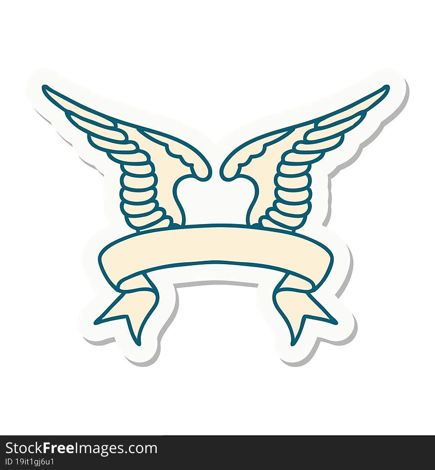 Tattoo Sticker With Banner Of A Wing