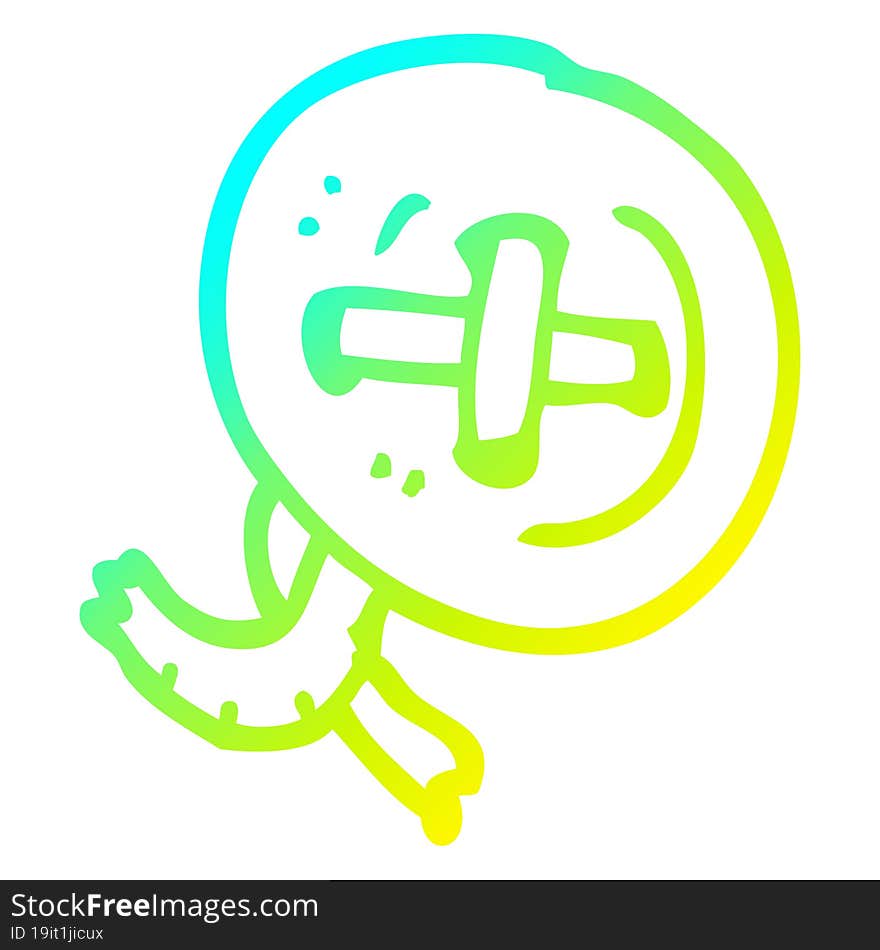 Cold Gradient Line Drawing Cartoon Old Button