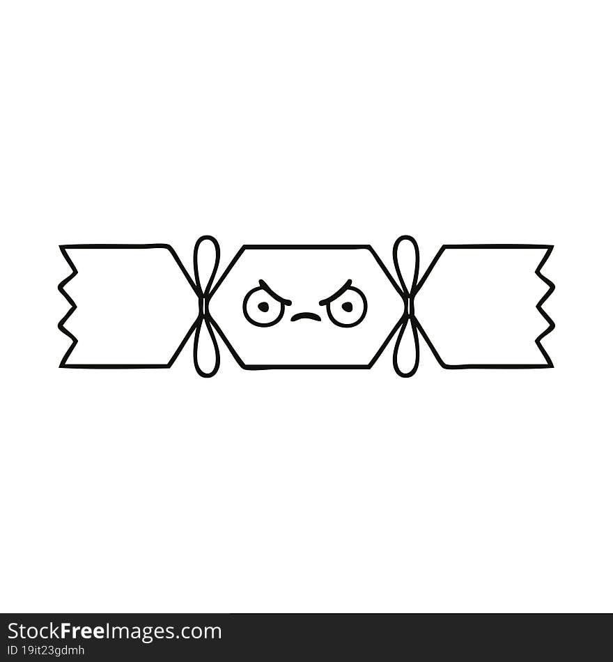 line drawing cartoon of a christmas cracker