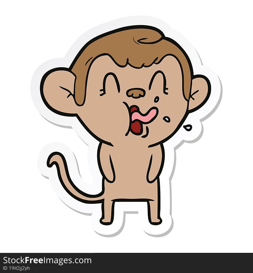 sticker of a crazy cartoon monkey