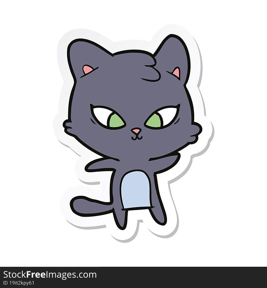 Sticker Of A Cute Cartoon Cat