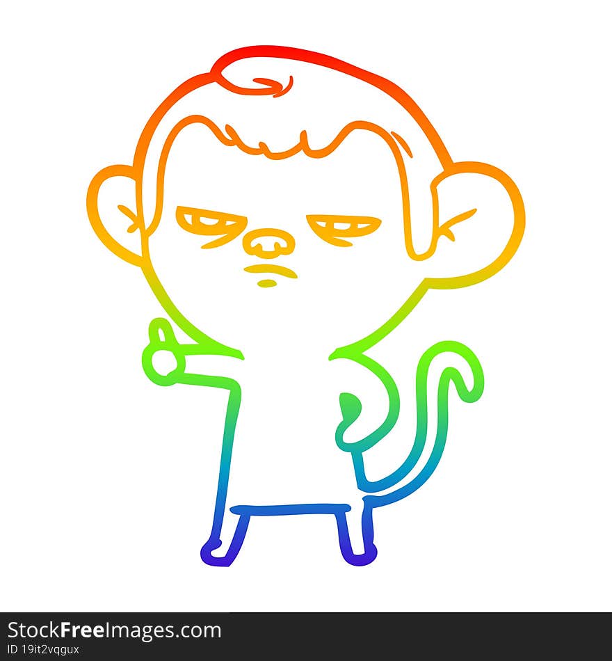 rainbow gradient line drawing cartoon annoyed monkey