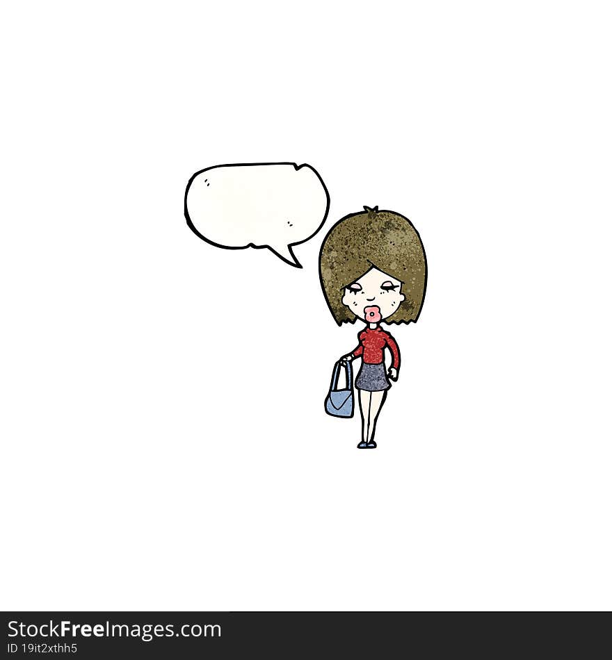 Cartoon Woman With Speech Bubble