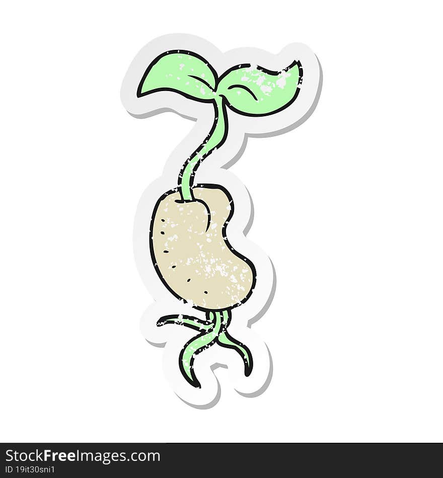 Retro Distressed Sticker Of A Cartoon Sprouting Seed