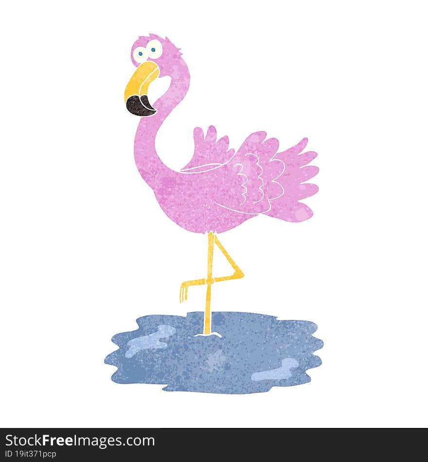 retro cartoon flamingo