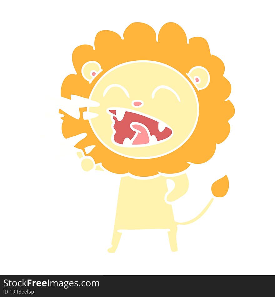 flat color style cartoon roaring lion