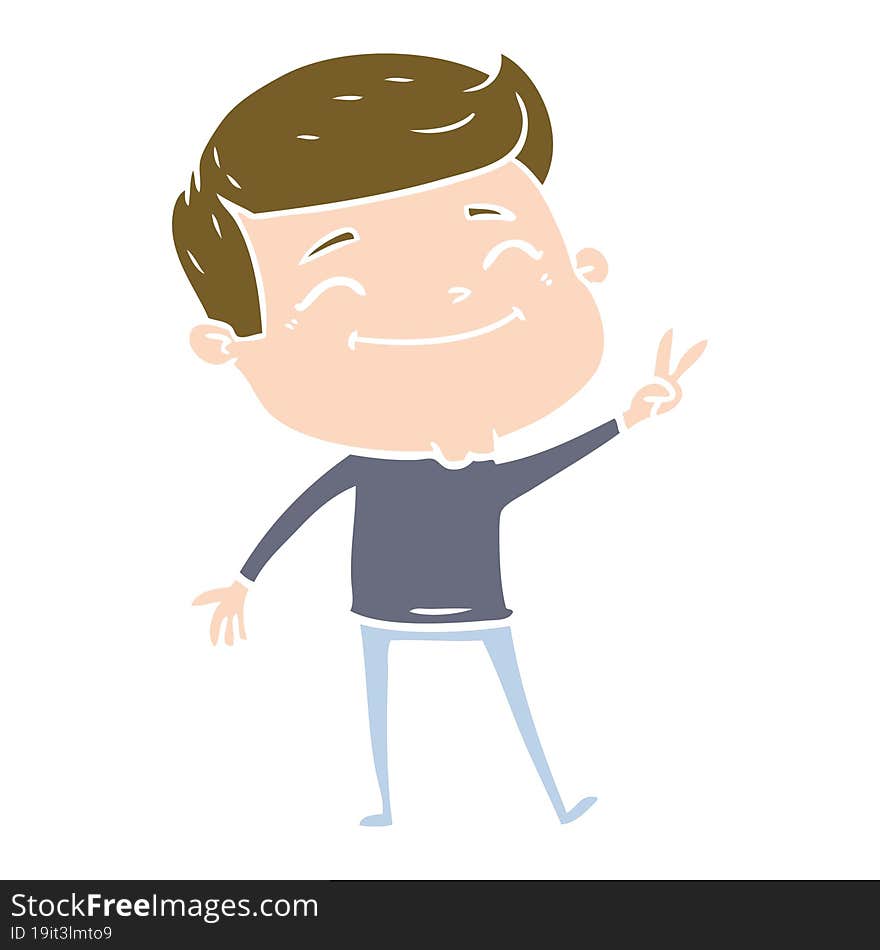 happy flat color style cartoon man