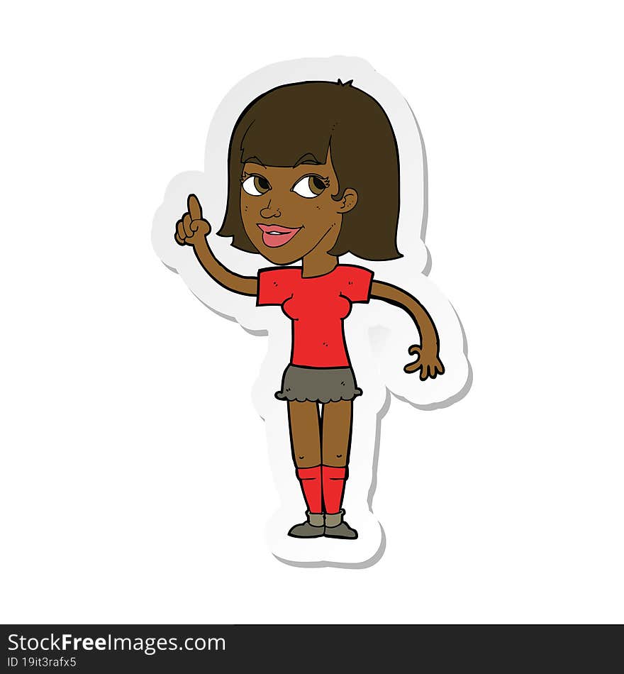 sticker of a cartoon pretty girl with idea