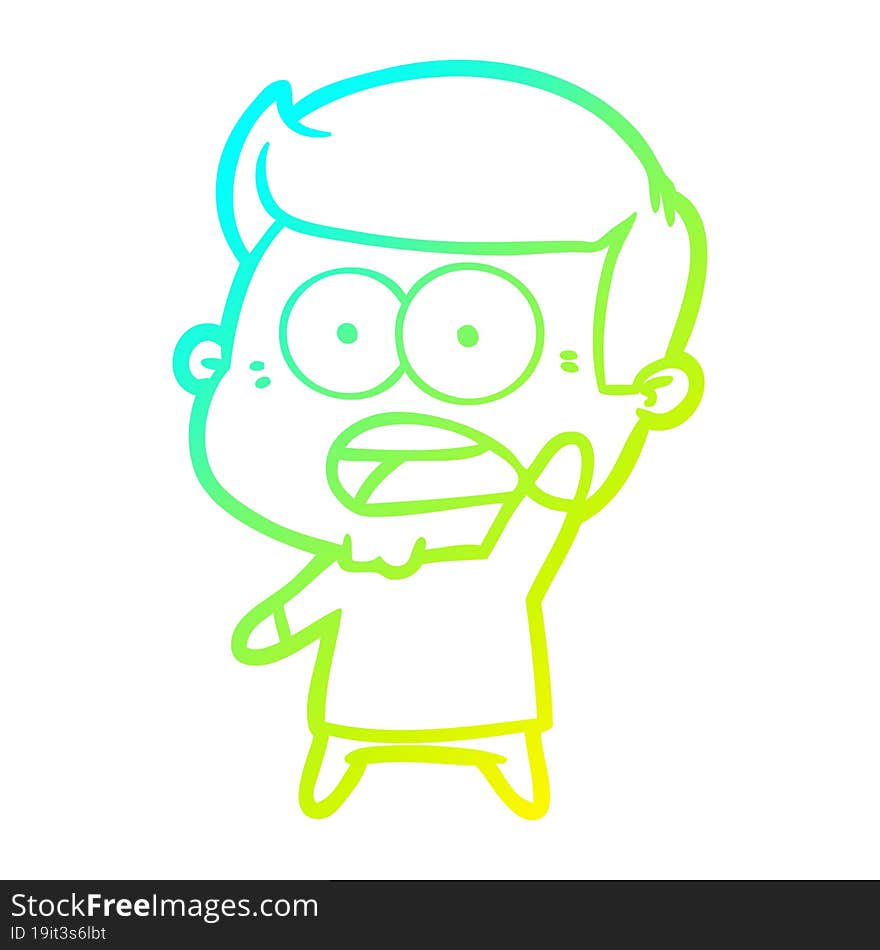 cold gradient line drawing cartoon shocked man