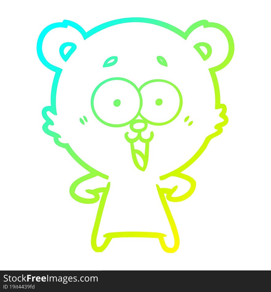 Cold Gradient Line Drawing Laughing Teddy  Bear Cartoon