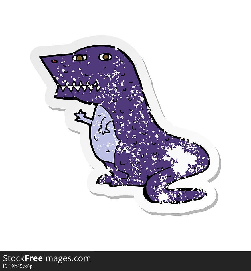 retro distressed sticker of a cartoon dinosaur