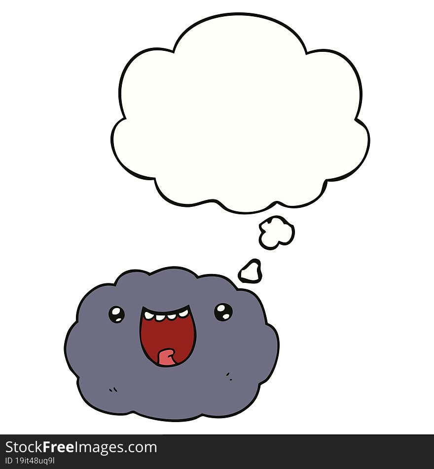 cartoon happy cloud and thought bubble