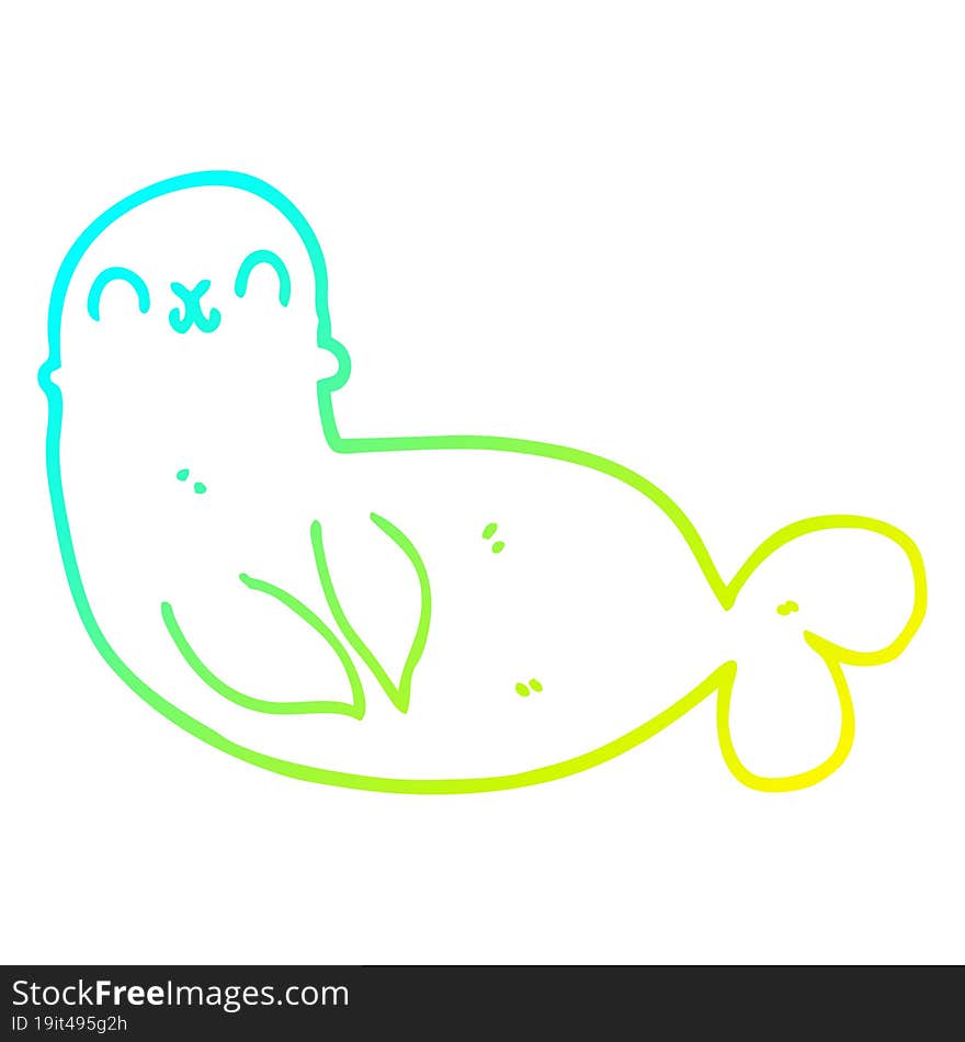 cold gradient line drawing cartoon seal