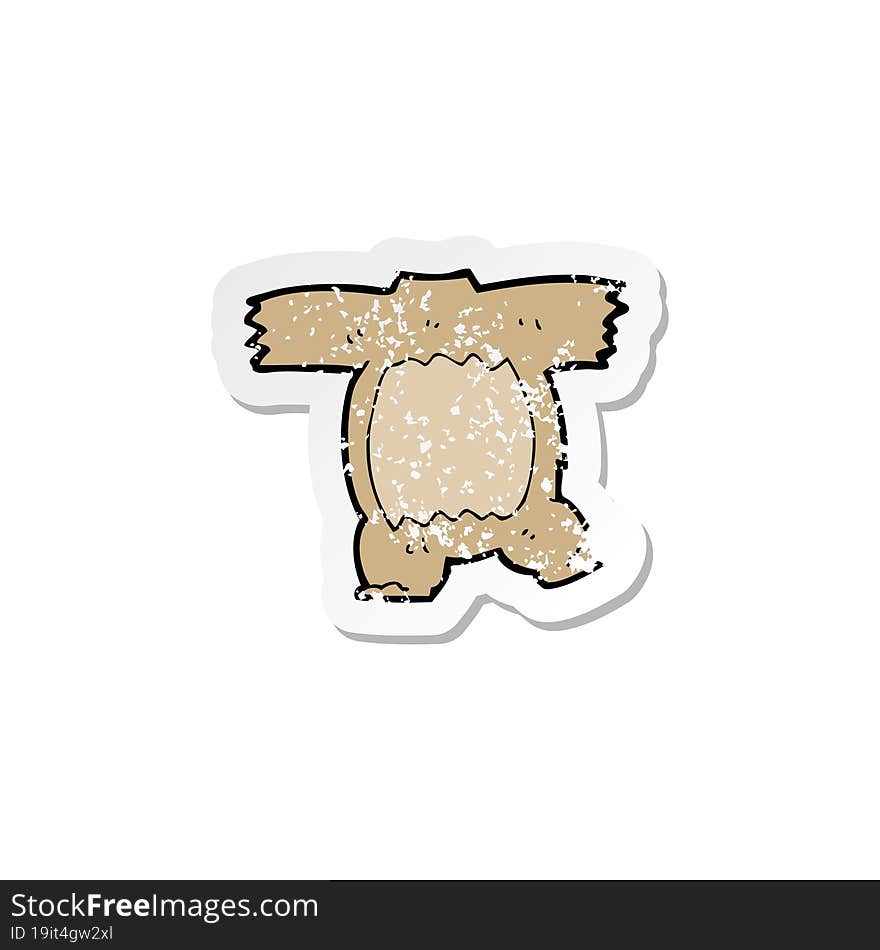 retro distressed sticker of a cartoon teddy bear body