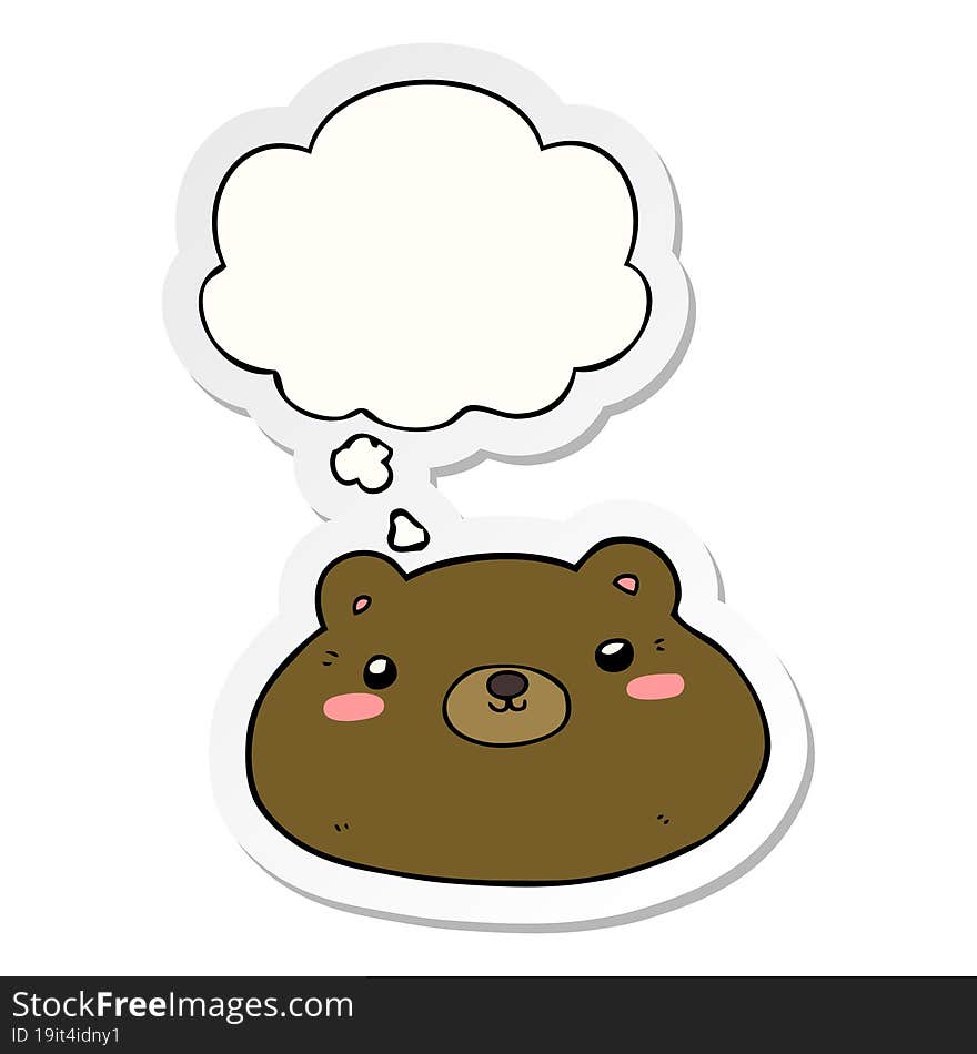 cartoon bear and thought bubble as a printed sticker