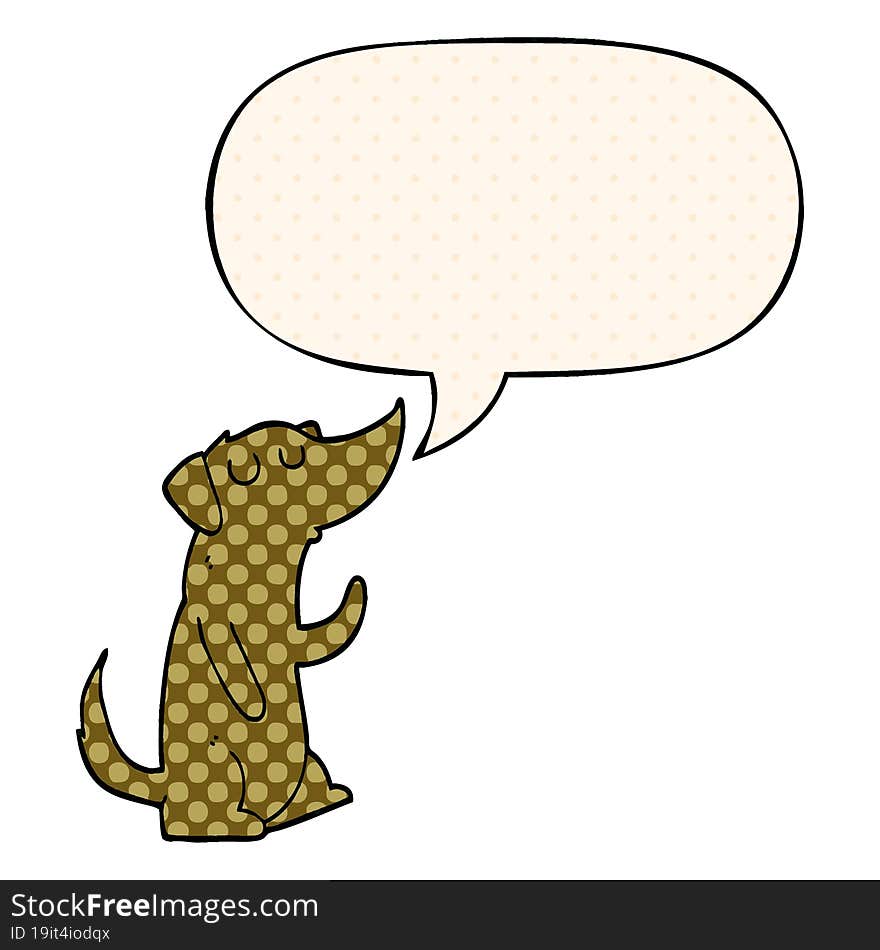 cartoon dog and speech bubble in comic book style