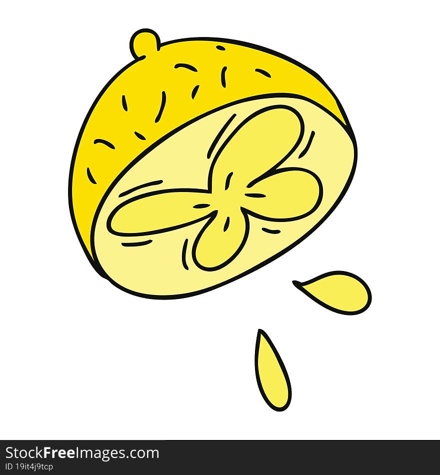 Quirky Hand Drawn Cartoon Lemon