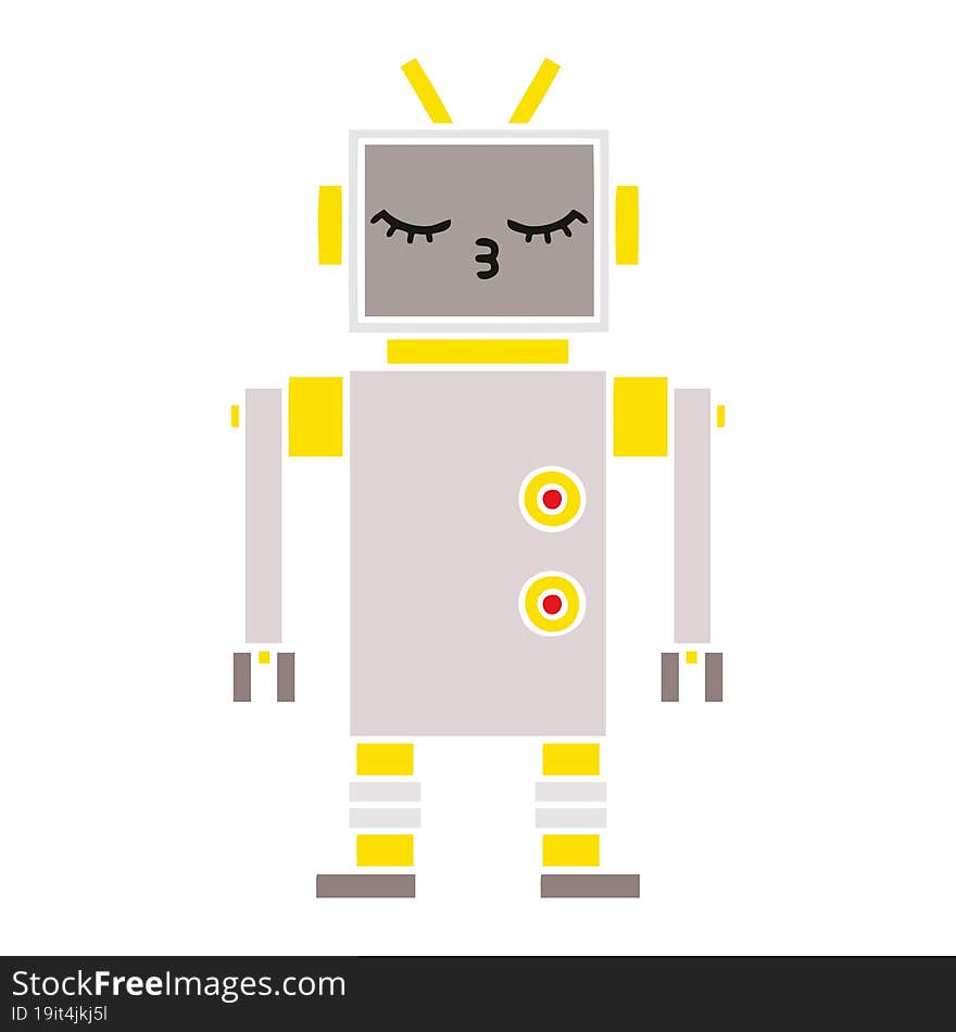 flat color retro cartoon of a robot