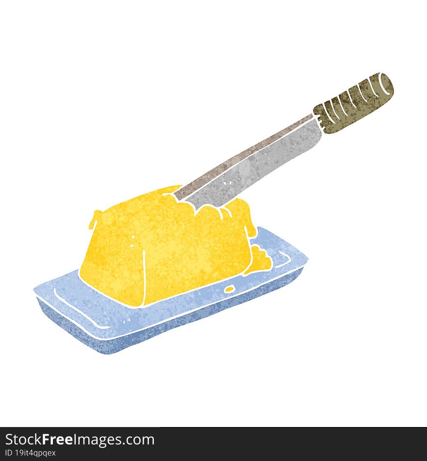 retro cartoon knife in butter