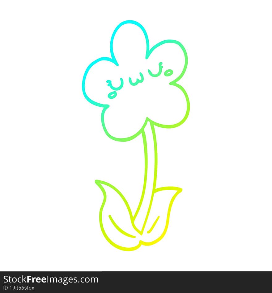 cold gradient line drawing cartoon flower