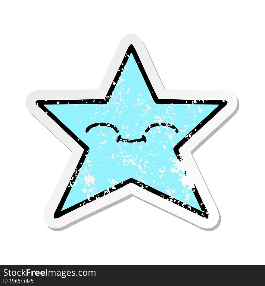 distressed sticker of a cute cartoon star fish